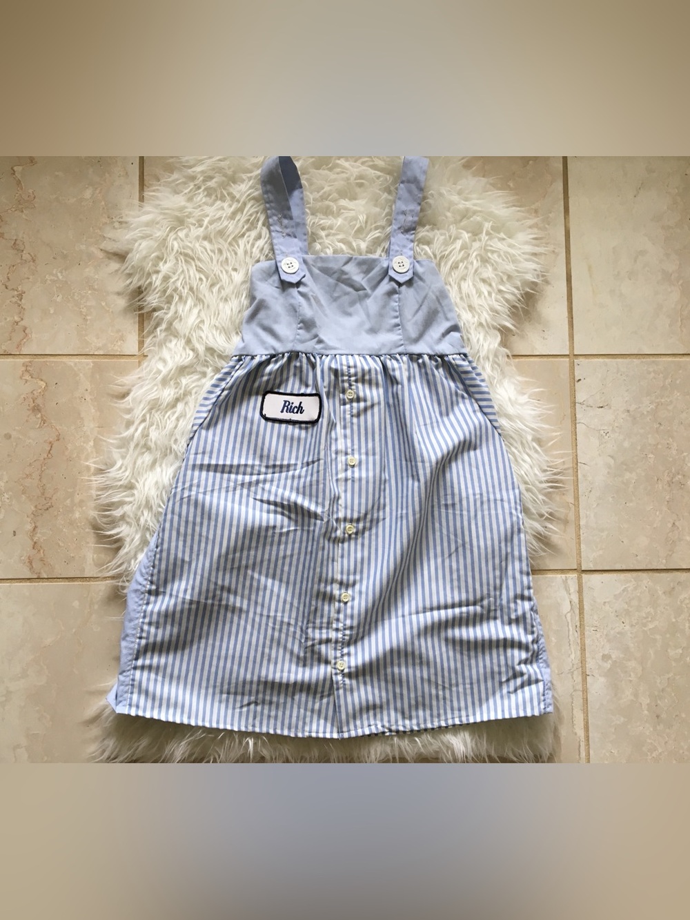 Blue and White Striped Button-Front Sundress